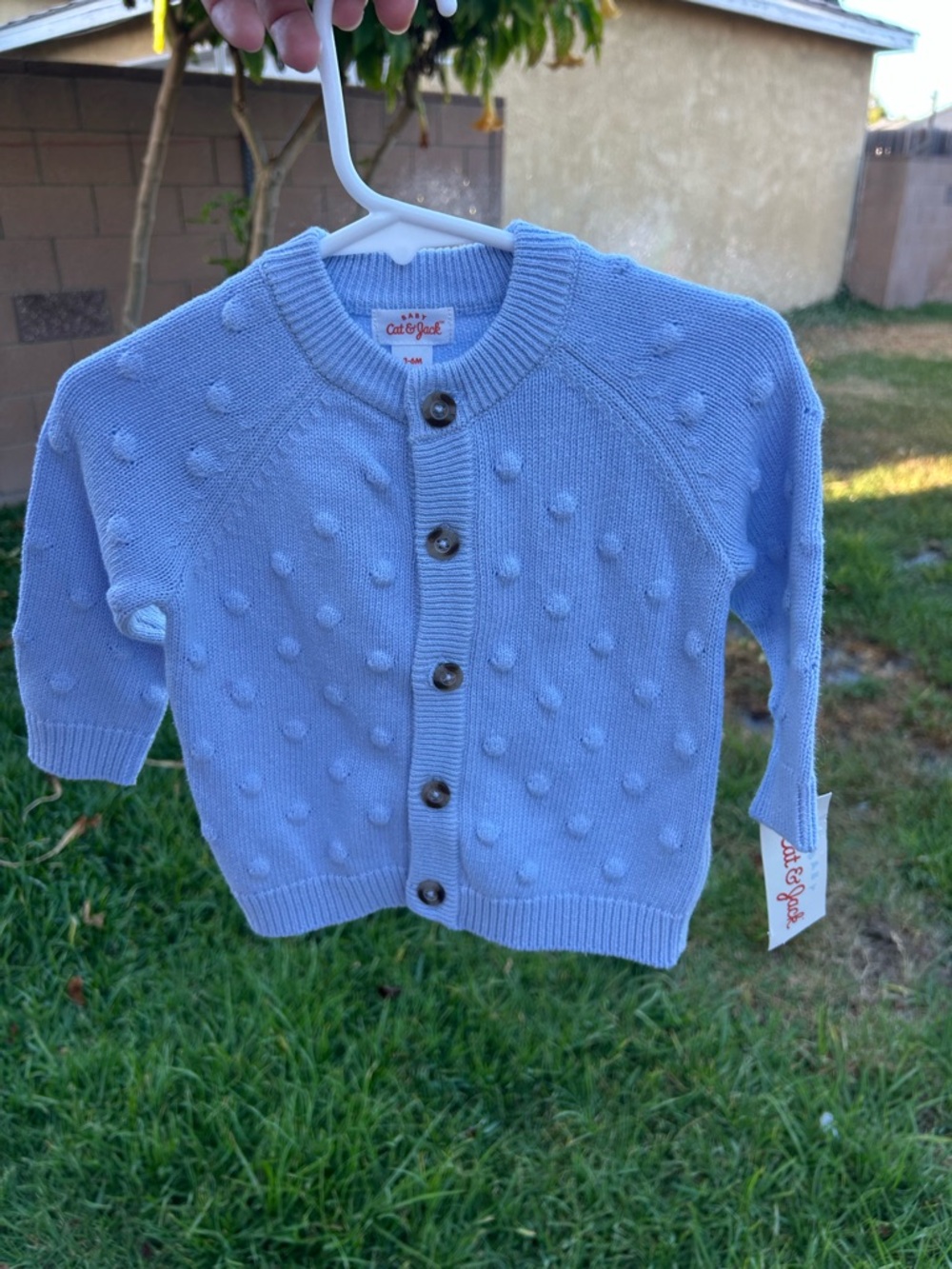 Carter's Light Blue Knit Popcorn Cardigan